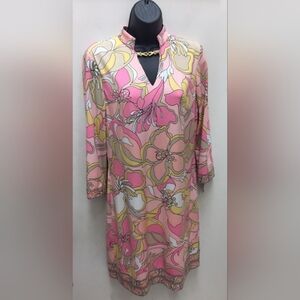 Tahari Pink Floral Long Sleeve Dress
